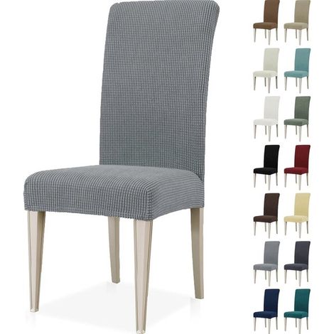 Fundas elásticas para sillas，4 piezas，fundas modernas y elásticas para sillas de comedor，fundas universales para sillas de comedor，gris claro (1/5)
