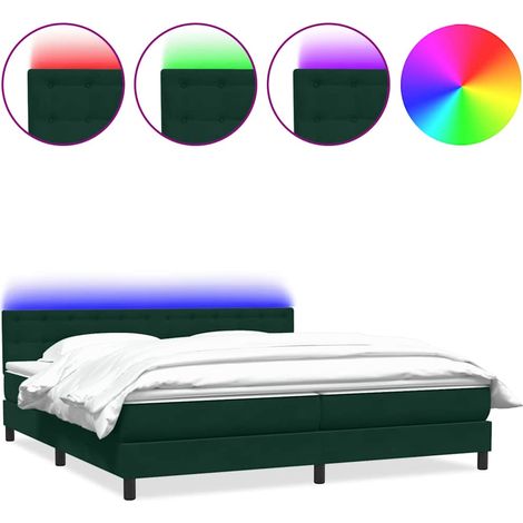 Maison Exclusive - Boxspringbett mit Matratze & LED Dunkelgrün 18
