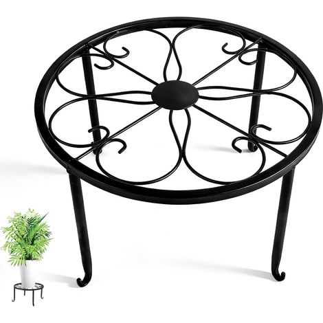 Support pour Plantes en Métal, Noir Jardinières D'intérieur et D'extérieur Grande Support Robuste pour Pots de Fleurs, Support pour Plantes en Fer à Une Seule Couche, Support pour Pots (1/5)