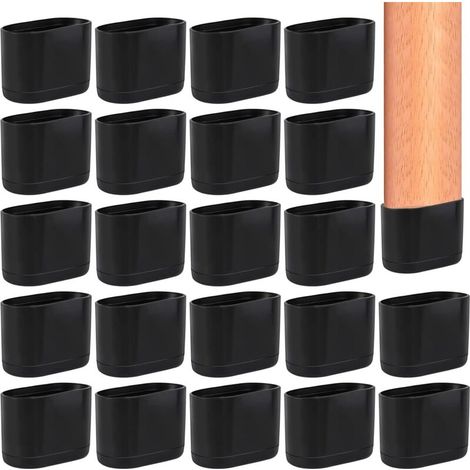 Embout de Chaise Noir, 24 Pcs Protections Pied de Chaise pour Protéger les Meubles et le Sol, Embout de Chaise Convient aux Pieds de Table en Plastique (15×30mm) (1/5)