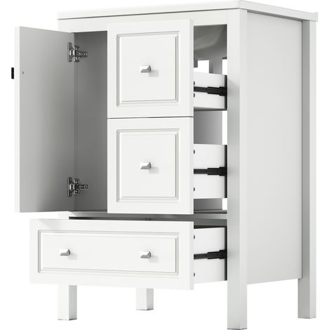 Mueble de baño con lavabo cerámico 62x47x90 cm blanco con 3 cajones y 1 puerta HOMVRA (1/5)