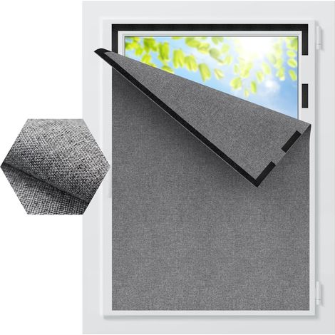 Verdunkelungsvorhang, kein Bohren erforderlich, Leinenrollo, 100 x 150 cm, wärmeisolierendes Verdunkelungsgewebe, zuschneidbar, Sonnenschutz für Reisen, Schlafzimmer, Büro, Dachfenster (1/5)