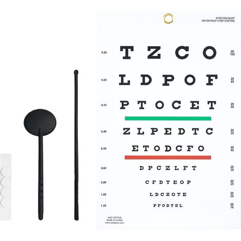 Tableau De Vision Logarithmique - Échelle T - Pour Test Visuel À 3 Mètres - Avec Masque Oculaire Et Pointeur - 1 Pièce (1/5)