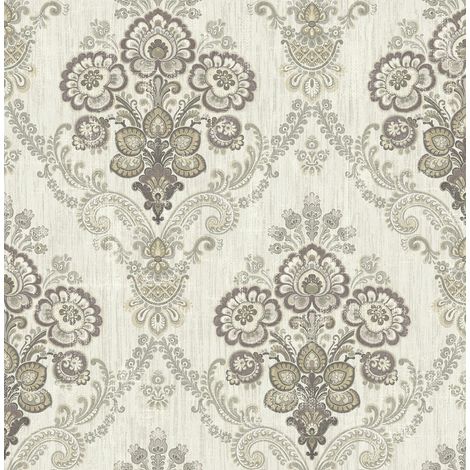 Wallquest Indian Paisley Damask Lilac Wallpaper Traditional Acrylic Coated (1/4)