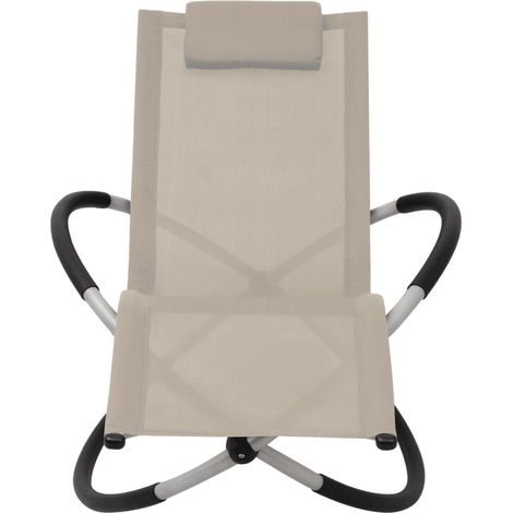 Chaise longue géométrique d'extérieur, Fauteuil Relax, pour Jardin Balcon Camping, Acier Crème OIB3960E (1/5)