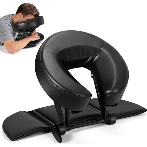 ace en bas Kit de massage de table, massage réglable appuie-tête berceau visage avec coussin de repos-main universel oreiller visage de table pour bureau et lit de table de spa, ergonomique portable (1/5)