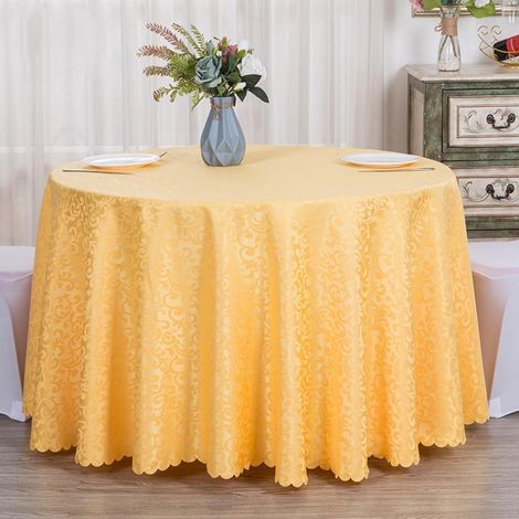 Nappe ronde Jaune 200cm Polyester pour table basse & table à manger