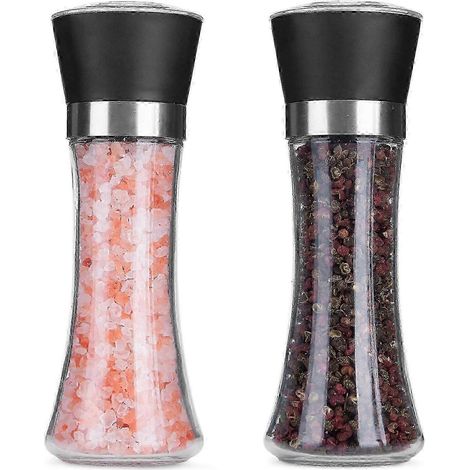 Verstellbare Gewürzmühle, Set mit 2 Messbechern à 200 ml für frische Gewürze – Salz und Pfeffer nicht enthalten, manuelle Mühle (1/5)