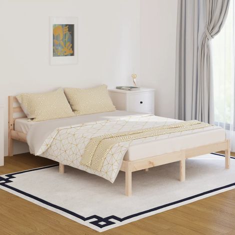Letto Matrimoniale Moderno ,Telaio Letto in Legno Massello di Pino 140x200 cm ITD38659 (1/5)