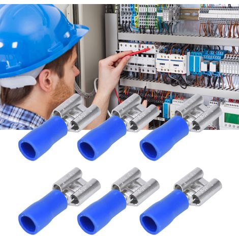 100PCS Connecteurs Femelles FDD2250 avec Coque Isolante pour Câbles 1.5-2.5mm - Bleu