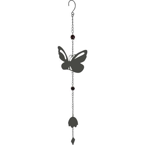 LOUIS MOULIN - Carillon papillon avec perles 90 cm anthracite (1/3)