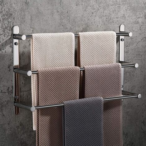 Readcly – Porte-serviettes mural 304 en acier inoxydable – 3 barres – 40 cm – Fixation murale pour salle de bain et cuisine (1/4)