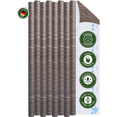 Klebefolie Klebefolie Möbel – Möbelfolie selbstklebend Holzoptik Fichte Grau 2er Set, 2 x 45 x 200 cm, zuschneidbar, rückstandsfrei entfernbar – Veluxis