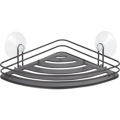 Etagère d'angle de douche à ventouses KERY Acier Noir mat MSV (1/3)