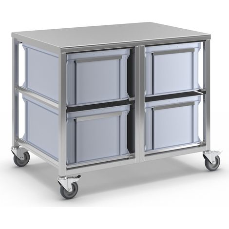 FRANKEL kaiserkraft, Chariot à bacs en inox, 4 bacs de 53 l, L (1/5)