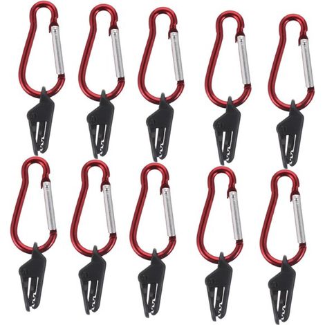 Juego de clips de fijación para tiendas de campaña，Remaches para exteriores，Mosquetones para lonas，Clips para tela de sombra，Plástico，Rojo (1/5)