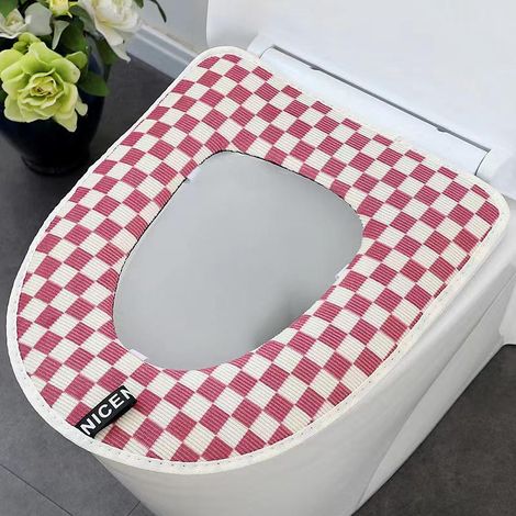 Lot de 1 Housse de Lunette WC Imperméable Rose, Coussin de Siège Toilettes avec Fermeture Éclair, Assise Chauffe Confort, Universelle pour la Plupart des WC (Sans Adhésif) (1/5)