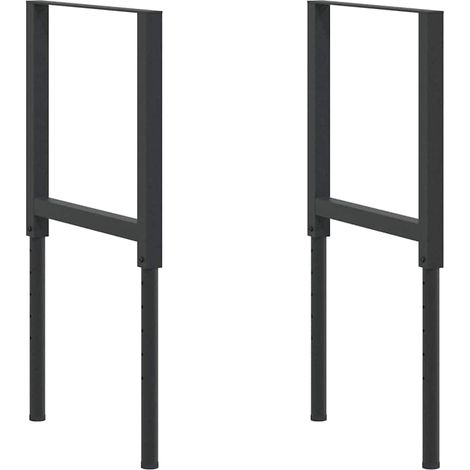 vidaXL Estructura de banco de trabajo 2 uds metal 55x(69-95,5)cm negro (1/2)
