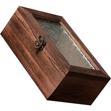 Vintage Schmuckkästchen aus Holz mit Glasdeckel für Damen – ideal zur Aufbewahrung auf dem Schreibtisch und als elegante und praktische Tischdekoration. (1/5)