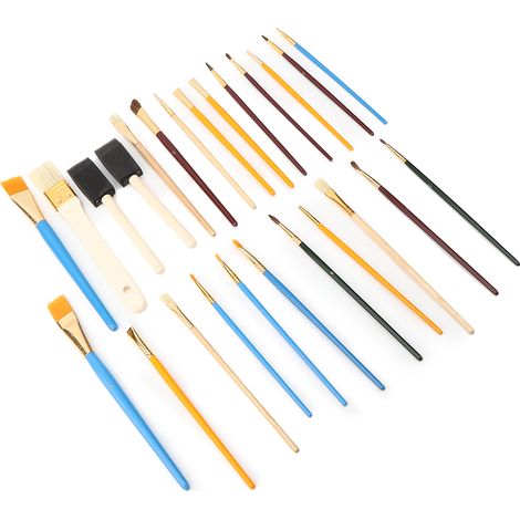 Ensemble de 25 pinceaux à poils doux pour peinture à la gouache, avec manche en bois, pour le dessin et le bricolage. (1/5)