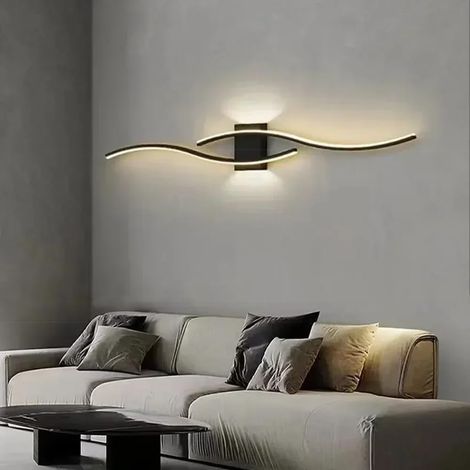 COMELY® Applique da parete a LED per interni, linee semplici nere 27W 3000LM Lampada da parete a LED moderna, apparecchio di illuminazione da parete a LED per camera da letto, soggiorno, corridoio, sc (1/5)