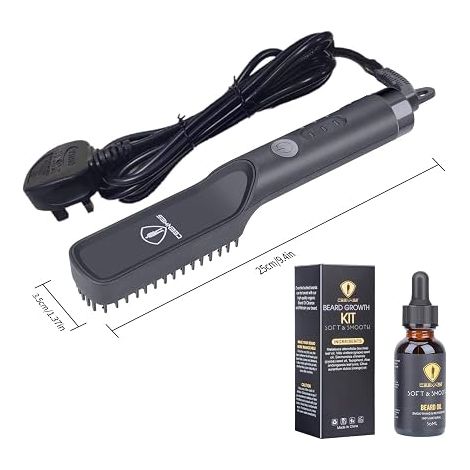 Men's Beard Straightener Brush with Beard Cream and Beard Oil for Styling Long and Short Hair (1/4)