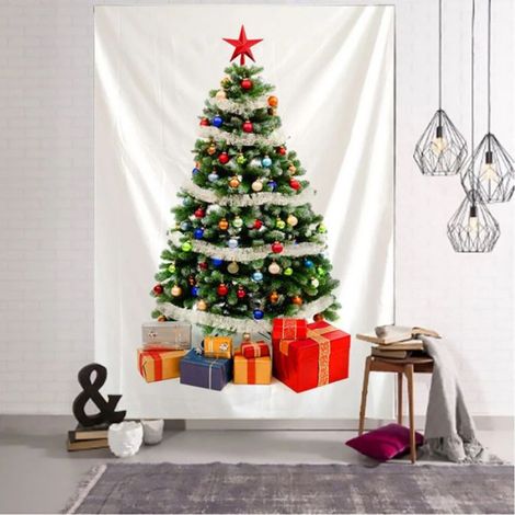 150 x 100cm Tapisserie de sapin de Nol - Tapisserie Murale Tissu Vintage Décoration d'arbre Nol Tapisserie Tissu,Gris foncé