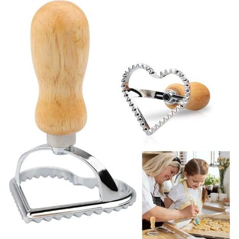 Emporte-pièce carré avec rouleau et manche en bois, outil de pâtisserie pour gâteaux et desserts de fête - Argent (1/5)