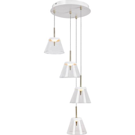 Suspension Rabalux Aviana LED 24W Ø39 blanc métal verre (1/4)