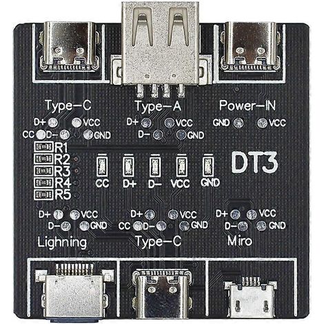 Carte de détection marche/arrêt pour câble de données USB (micro-USB, USB-C, DT3) - Testeur de câble USB à détection rapide (1/5)