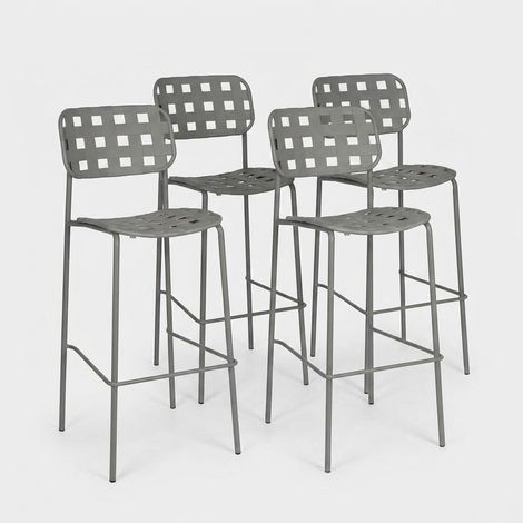 4 taburetes de bar en acero y polipropileno Clover YES - Gris (1/5)