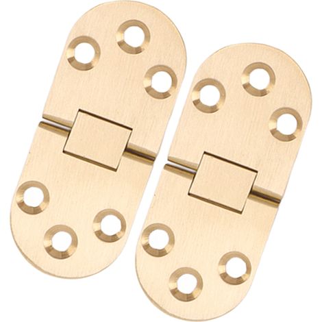 Lot de 2 charnières à rabat pliables en laiton inoxydable à bords arrondis, ouverture à 180°, avec vis, pour table pliante et machine à coudre (2,0 mm / 0,08 po). (1/5)
