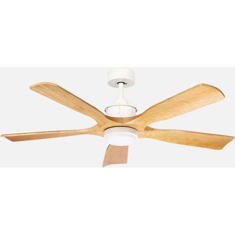 Ventilador Dc Letur 18w Blanco/haya 5aspas 6vel 132d Luz Opcional 2250lm 3000-4500-6500k Remoto+memoria+temporizador
