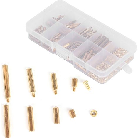 Kit d'assortiment de 320 vis et écrous d'entretoise en laiton M2 hexagonaux pour la galvanisation dans le cadre de communications