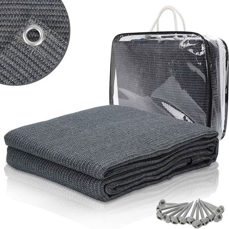 Wolketon Auvent tapis étanche camping tapis tente sol extérieur tente bâche pique-nique couverture caravane - Gris - 250x250cm