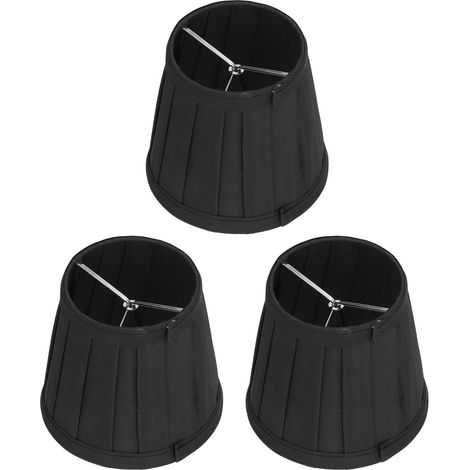 3PCS Abat-jour en Tissu avec Clip E14 pour Lustre Lampe Murale Bureau Décoration Maison (Noir)
