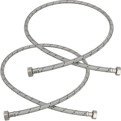 KOTARBAU® Lot de 2 Flexible Robinet 1/2"x1/2" - Tuyau Robinet 120cm - Acier Inoxydable - Rallonge Robinet Cuisine Flexible - Tuyau Robinet Cuisine Flexible - Tuyau Flexible Plomberie - Argent (1/4)