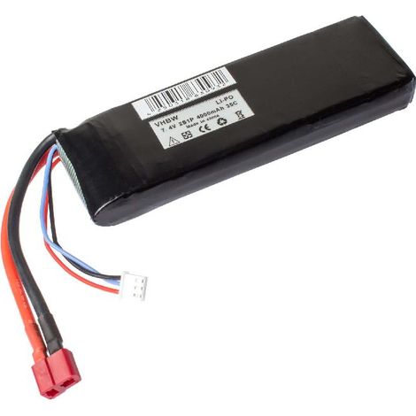vhbw Batterie compatible avec AWG 12 / AWG 22 connecteur pour modéle RC (4000mAh, 7,4V, Li-polymère)