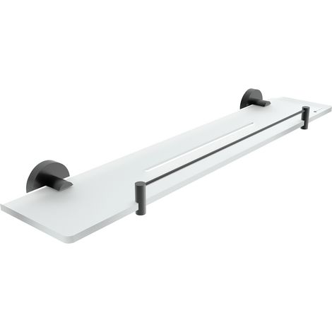 Nimco Tablette en plexi avec barrière L. 60 cm, noir mat, Unix noir mat UNC X460-X-90 (1/3)