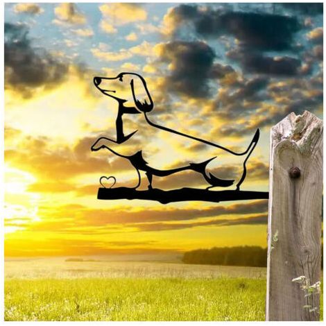 Gartendekoration für den Außenbereich, Metallskulptur eines Hundes, Tiersilhouette für die Gartendekoration