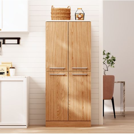 MEUBLIV Armadio alto da cucina 76x42x180 cm bianco e naturale, 4 ante (1/5)