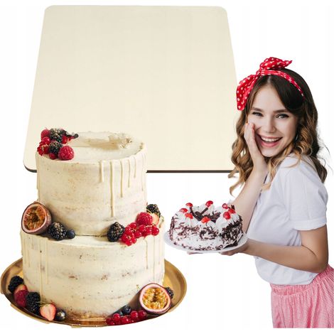 Plateau à pâtisserie rectangulaire, base à gâteau 30x40cm blanche, grand format rigide (1/5)