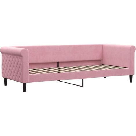 Canapé-lit en velours rose (matelas non inclus), 80 x 200 cm (1/5)