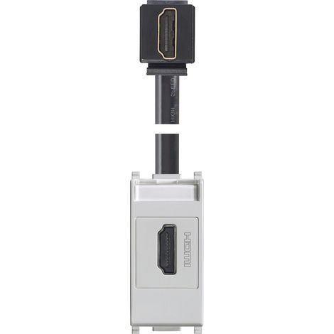 VIMAR - 14346.H.SL HDMI 2.1b Buchse mit 90°-Kabel, Silber