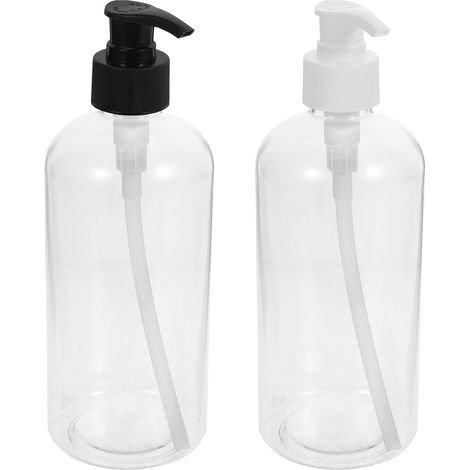 2pcs Flacons de Lotion à Pompe Rechargeables 500ml en Plastique Transparent, Résistants Usage Fréquent, Élégants et Pratiques pour Usage Quotidien et Coiffeuse (1/5)
