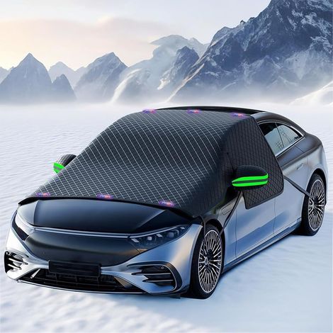 Protection contre la neige et le givre pour pare-brise de voiture, grande crème magnétique pour pare-brise avec protection des vitres latérales et du rétroviseur en hiver, convient à la plupart des vo