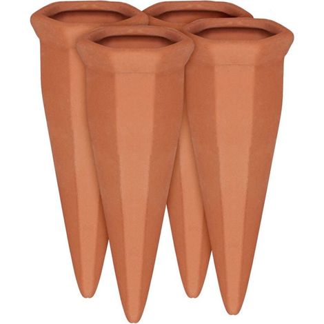 Cône en argile d’arrosage, lot de 12, accessoire d’arrosage, Bouteilles d’1L en plastique ou vin, terre cuite (1/5)