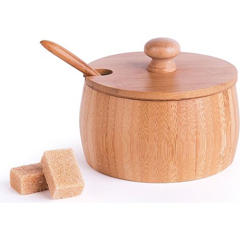 Excelsa Eco Living Formaggera/Zuccheriera con Cucchiaio, bambù, Marrone, 10.5 x 10.5 x 6 cm (1/4)