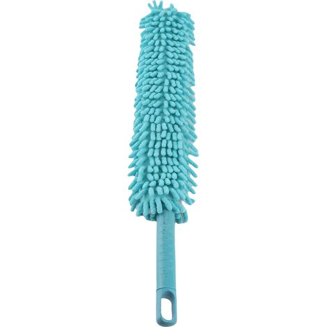 Cepillo de microfibra largo y suave para limpiar el coche - Limpiador de ruedas y llantas - Cepillo para coche con mango flexible (56 cm, azul) (1/5)