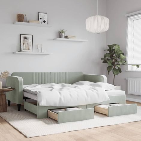 Lit de jour avec gigogne et tiroirs-Canapé-lit avec Rangement sans matelas 90x200 cm 542049 (1/5)